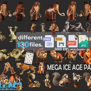 edad de hielo SVG, edad de hielo PNG, PNG Pack, pegatina, imágenes prediseñadas, descarga instantánea, papel digital, fondos transparentes, invitación, alfabeto, paquete