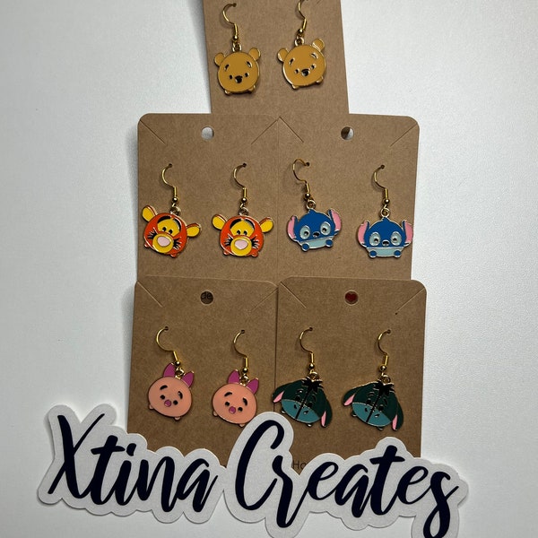 Disney Tsum Tsum gold Earrings l Earrings | Winnie the pooh | Tigger | Stitch | Piglet | Eeyore