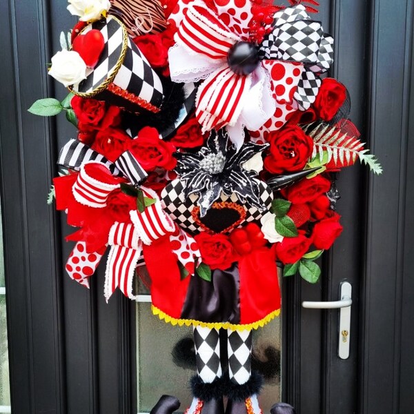 Christmas wreath ,Alice in  wonderland wreath,   christmas decoration, Door wreath ,Christmas wreath, Christmas decorations