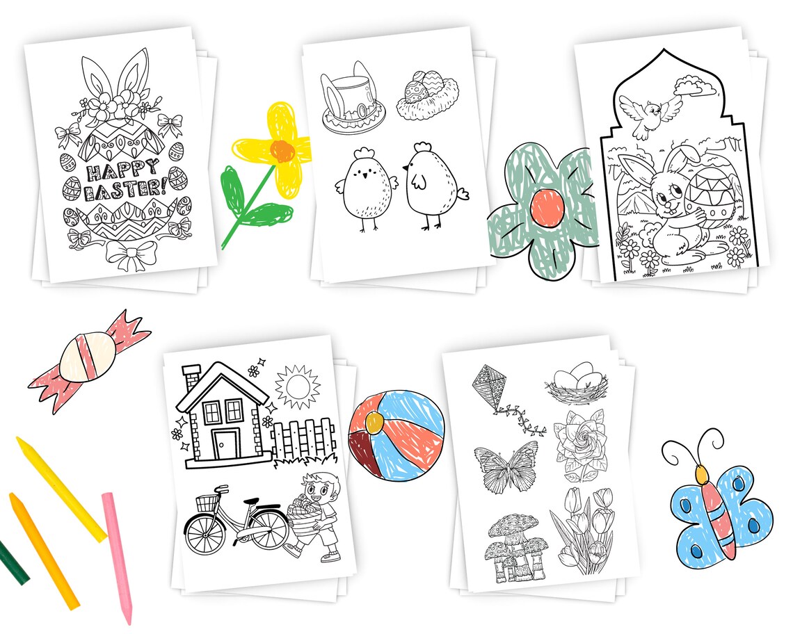 Easter Coloring Pages for Kids - Bunny, Eggs, and Baskets Included! Get