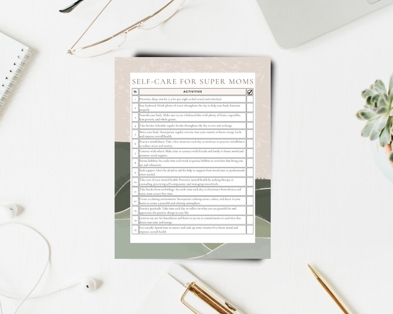 Self-care Checklist for Moms: Printable Checklist to Nourish - Etsy Australia