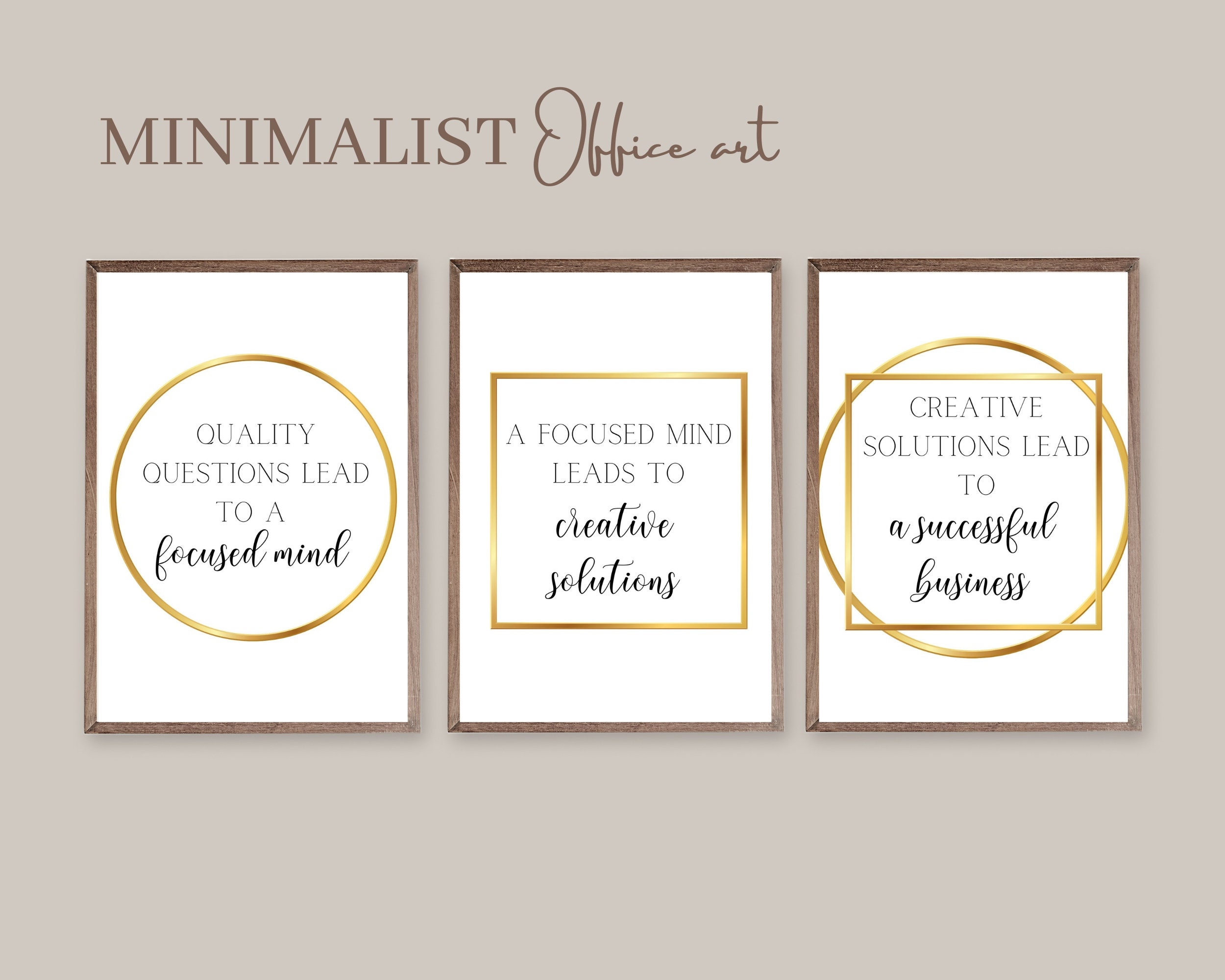 Office Art Set of Three Minimalist Digital Posters. Inspiring Quotes ...