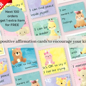 NEW 2023. 48 printable positive affirmations for your kid. Encouragement cards for your child. Inspirational messages for children.