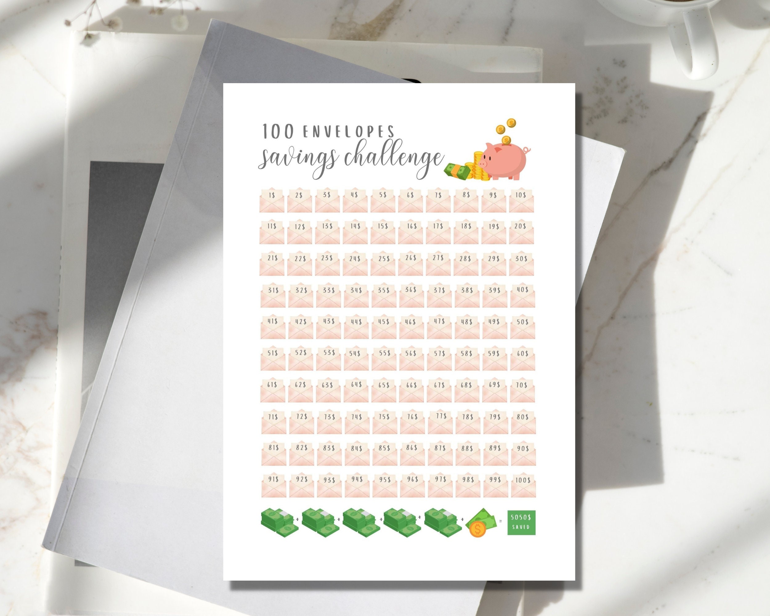 100 Envelope Challenge Printable Tracker. Money Saving Challenge. Save ...