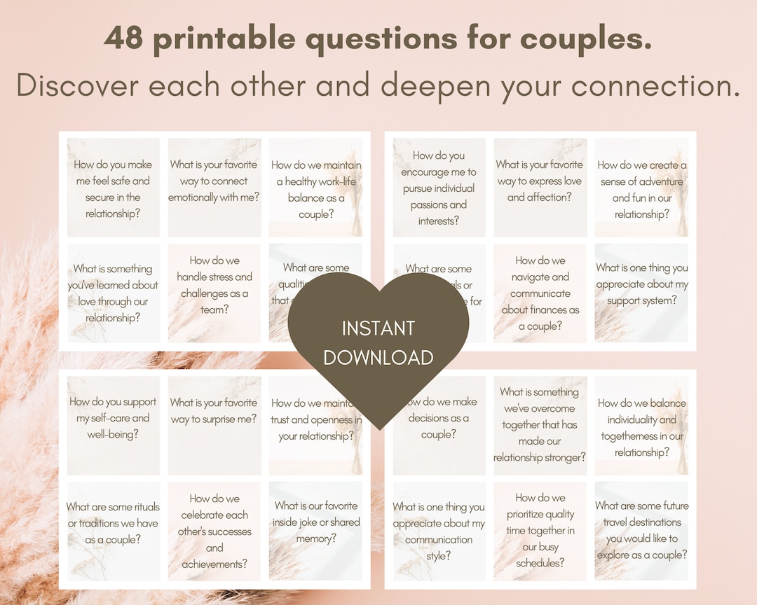 48 Couple Questions Printable Cards: Spark Meaningful Conversations and ...