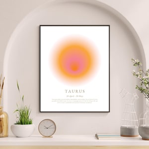 Birthday Gift for Taurus - Taurus Aura Printable Poster. Taurus Zodiac Digital Wall Art. Astrology  poster. Taurus Aura Illustration