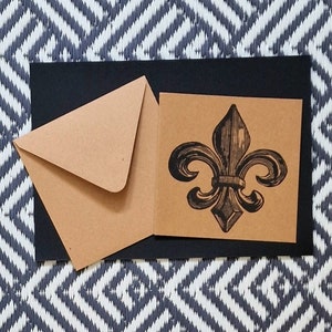 Linoleografia originale stampata a mano - Biglietto con giglio