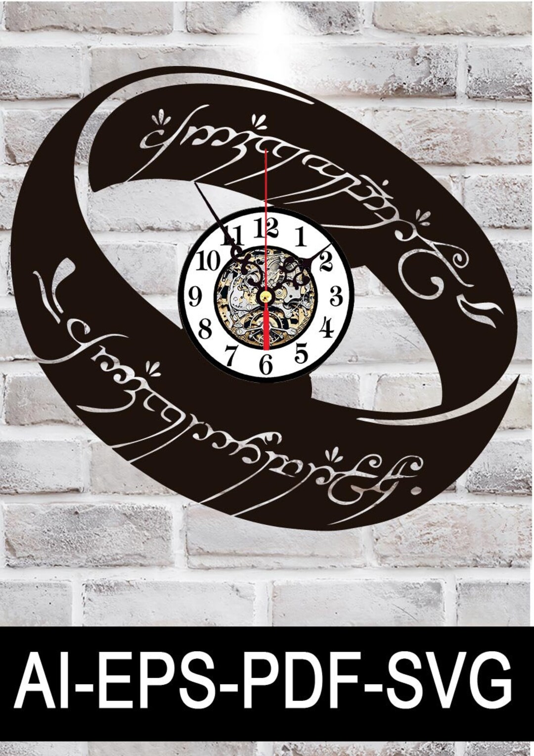 Single Ring Wall Clock LOTR File for Laser Cutting Etsy