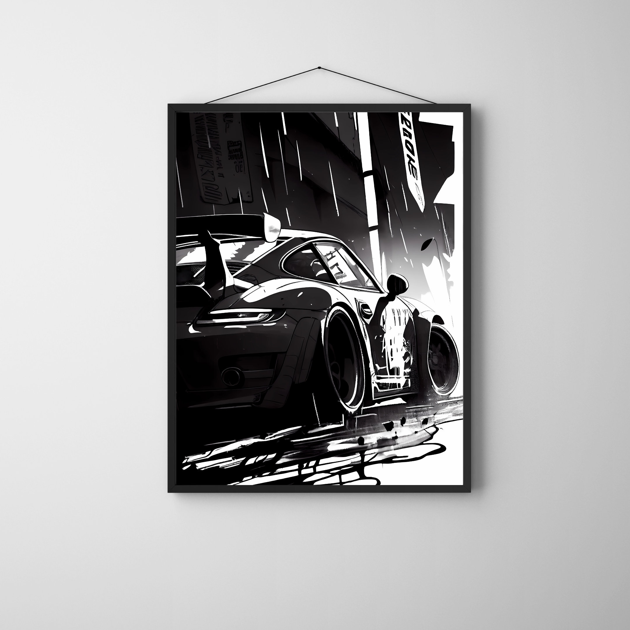 RWB Porsche Poster in Manga Art Style | Rauh Welt Begriff | Anime Style ...