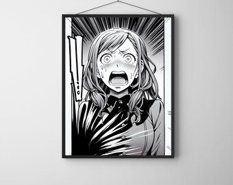Manga Girl Freaking Out Poster | Comic Strip Poster | Anime Girl Freaking Out | Manga Panel | Manga Wall Art | Anime Wall Art