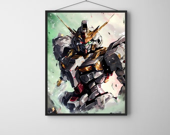 Battle Worn Gundam Water Color Style Poster | Anime Poster | Watercolor Style Anime | Gundam Poster