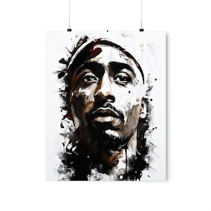 Tupac Shakur | Music | Iconic 90&#39;s Hip Hop Art | Black and White Music Poster