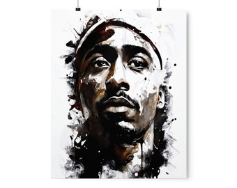 Tupac Shakur | Music | Iconic 90's Hip Hop Art | Black and White Music Poster