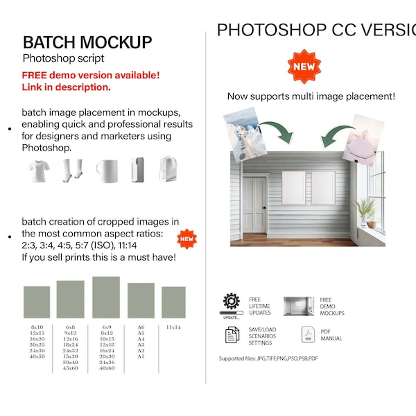 Photoshop mockup automation Batch mockup scene Photoshop action mockup creator tool Design template Visual content layout graphics creative