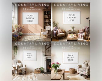 Maquetas de estilo campestre: 128 archivos PSD