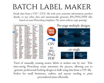 Bulk Label & Sticker Maker: CSV to Photoshop Automation (Digital Download)