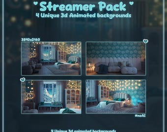 Fondo animado de ensueño de noche estrellada / Dormitorio acogedor / Superposición para YouTube, Vtuber y Twitch