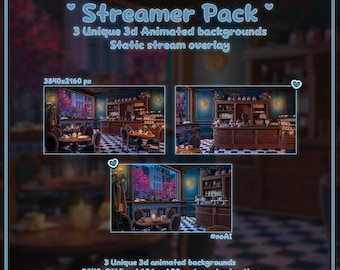 Fondo animado de cafetería a la luz de la luna / Cafetería acogedora / Superposición para transmisiones de YouTube, Vtuber y Twitch