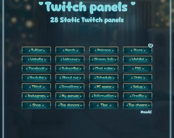 28 paneles de Twitch / Transmisión de Noche Estrellada / Paneles de Twitch de VTubers / Dormitorio Acogedor
