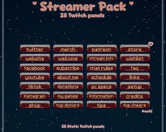 28 paneles de Twitch / Paneles de Twitch de píxeles retro / Paneles de transmisión de VTuber / Paneles de Twitch de Neon Diner Arcade