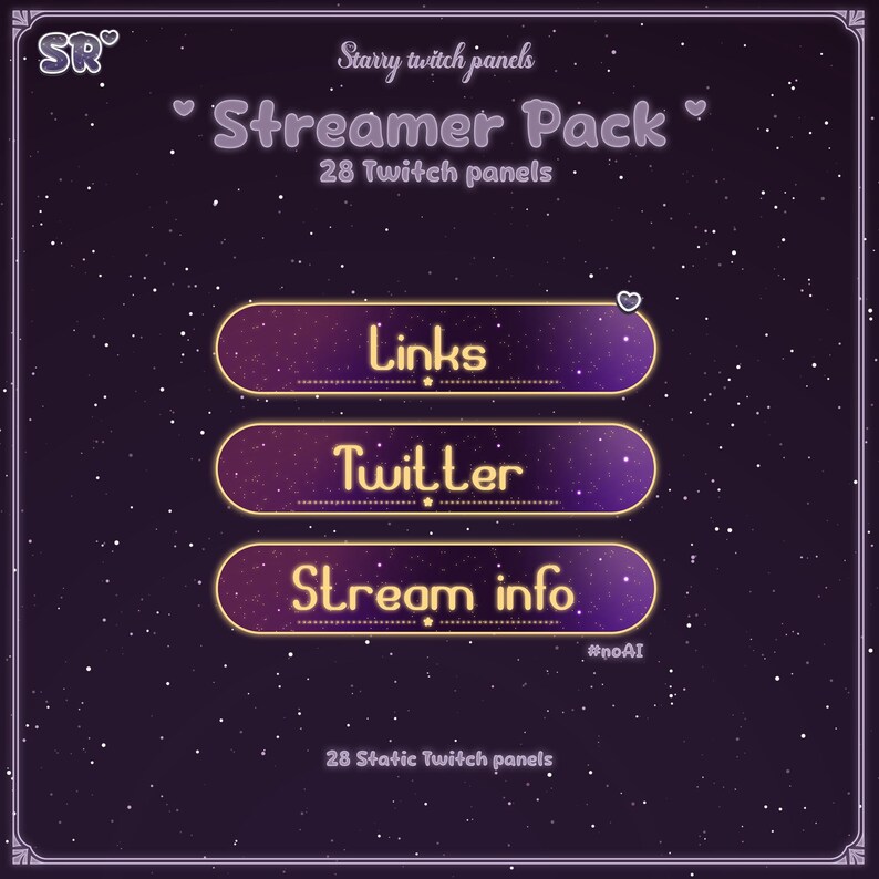 28 Twitch Panels | Celestial Starry Twitch Panels | Purple Vtuber ...