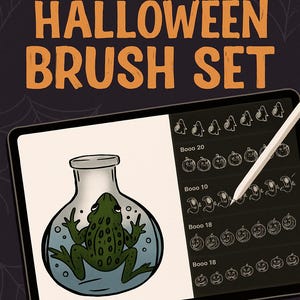 68 Halloween Procreate Stamp Brush | Halloween Procreate | Cute Halloween | Halloween Tattoo