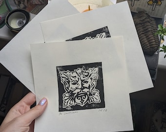The Green Man Lino Print