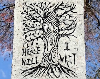 Here I will wait - Lino print