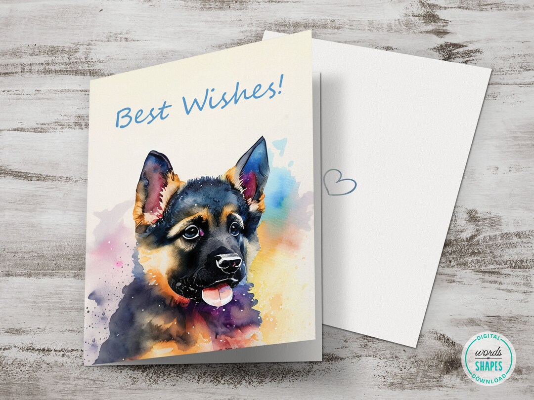 Printable Best Wishes Card Cute Puppy Greeting Card Dog - Etsy