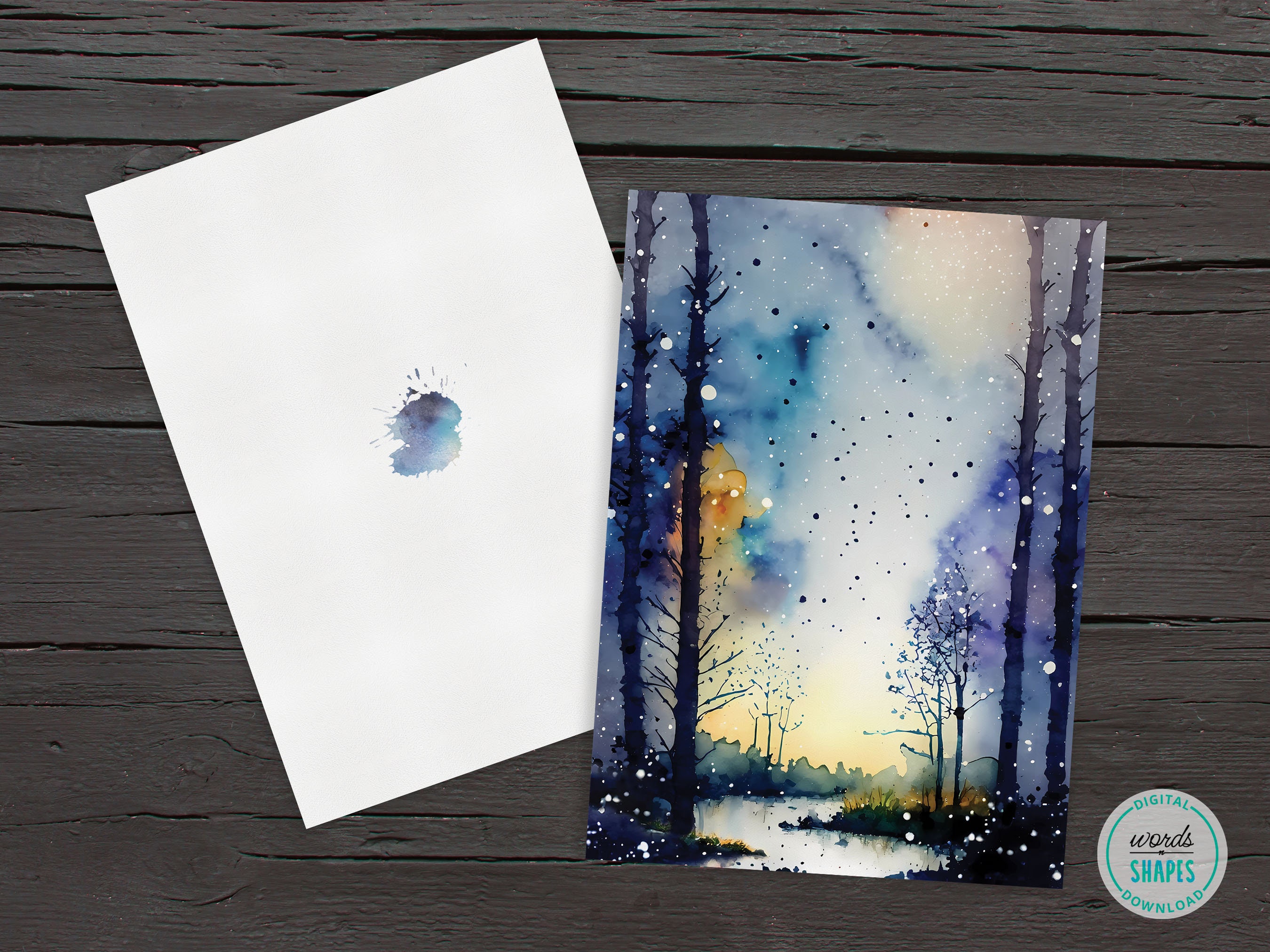 Printable Multipurpose Greeting Card, Watercolor Forest River Card, Any ...