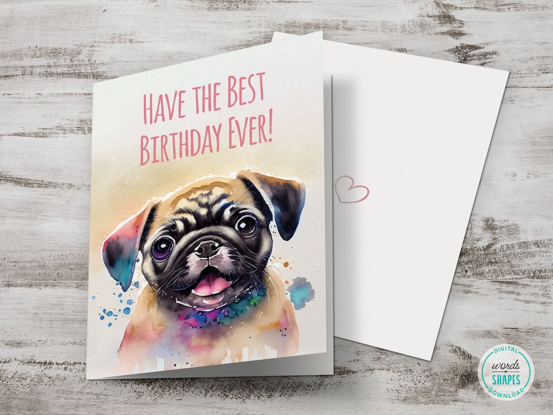 Printable Happy Birthday Card, Cute Puppy Greeting Card, Birthday ...