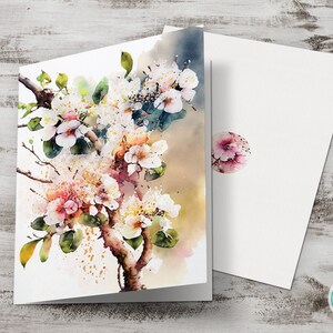 Aquarell rosa Blumen Karte, druckbare Grußkarte, Mehrzweck Fine Art Karte, Blumen DIY Karte, digitaler Download