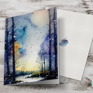 Druckbare Mehrzweck Grußkarte, Aquarell Wald Fluss Karte, jede Gelegenheit Fine Art Karte, digitaler Download