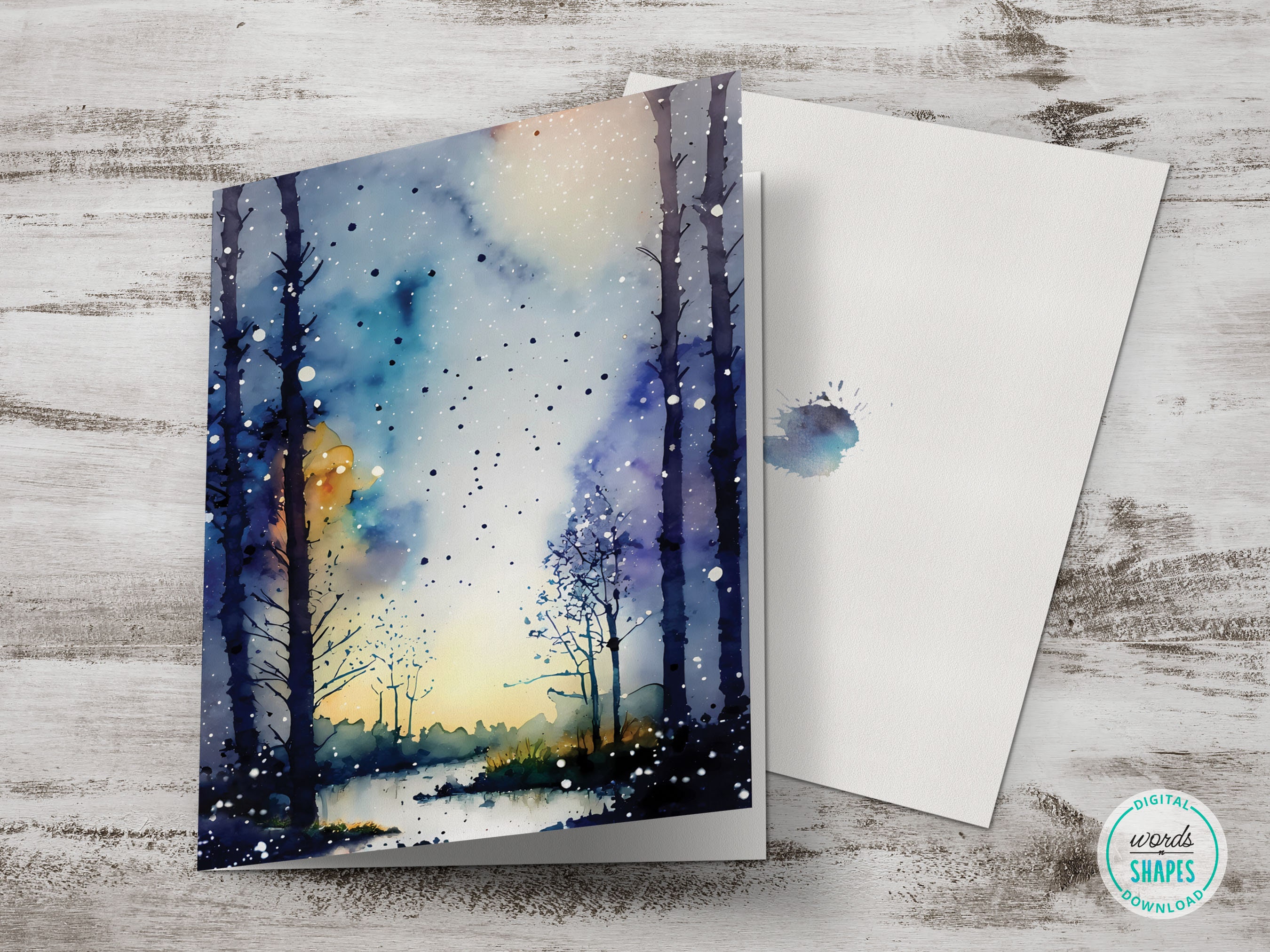 Printable Multipurpose Greeting Card, Watercolor Forest River Card, Any ...