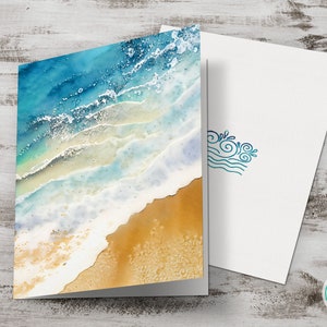 Tarjeta de felicitación multiusos imprimible, espuma de mar en acuarela, tarjeta artística para cualquier ocasión, descarga digital, tarjeta DIY