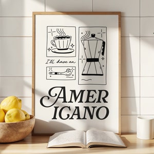 Impresión de café americano, póster de café, arte de pared de cocina, regalo para amantes del café, decoración de cocina