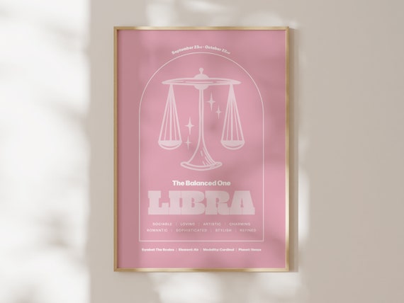 Libra Zodiac Art Print, Typographic Star Sign Poster