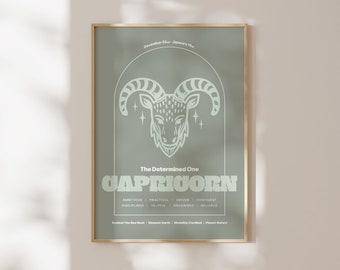 Capricorn Zodiac Star Sign Print, Astrology Wall Art