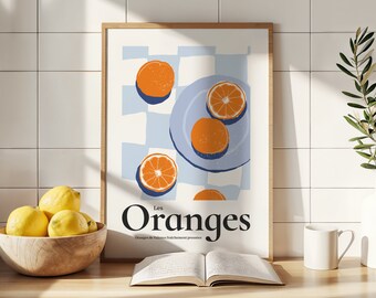Retro kunstprint Franse sinaasappelen, keukendecoratie