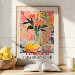 Impresión del club del desayuno, decoración de la cocina y el comedor, póster sin marco, impresión del desayuno del fin de semana, póster del desayuno