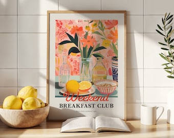 Breakfast Club Art Print, Kitchen Dining Decor, Illustrated Poster