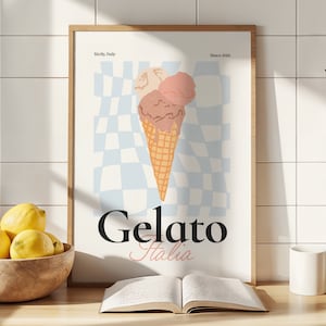 Stampa gelato, gelato tradizionale italiano, stampa Sicilia, poster gelato, arte gelato, arte cucina, arredamento casa