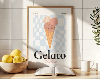 Italiaanse gelato-kunstdruk, Sicilië, keukendecor