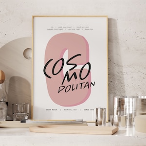 Cosmopolitan Cocktail Print, Cocktail Poster, Cocktail Wandkunst, Cocktailrezept, Cocktail Geschenk, Hausbar Kunst