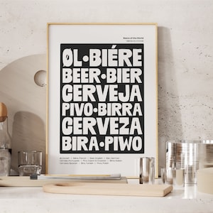 Impresión artística de cerveza, póster sin marco, tipografía de cerveza, decoración de bar para el hogar, decoración de cueva de hombre