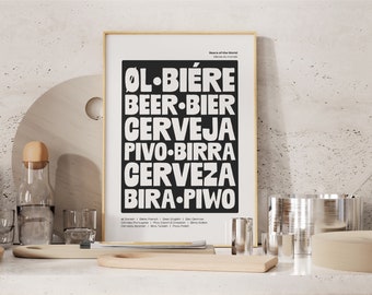 Beer Art Print, Unframed Poster, Beer Typography, Home Bar Decor, Man Cave Decoration