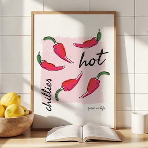 Hot Peppers Print, Unframed Kitchen Art Poster, Chilli Pepper Print, Spicy Food Print, Kitchen Decor, Dining Decor
