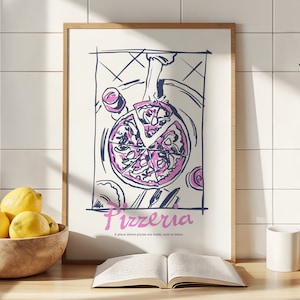 Impresión de pizza, póster de dos tonos, regalo para amantes de la pizza, impresión de pizza, impresión de pizza italiana, impresión sin marco, decoración del hogar