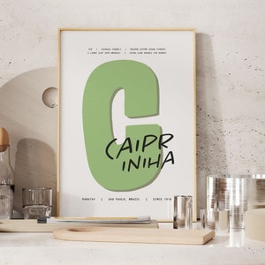 Caipirinha Cocktail Druck, Cocktail Poster, Cocktail Wandkunst, Cocktailrezept, Cocktail Geschenk, Hausbar Kunst