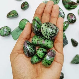 5 Piece Ruby Zoisite Crystal Tumbled Stone, Natural Gemstones, Protection Crystal, Wholesale Crystals & Stones for DIY (Free Velvet Pouch)